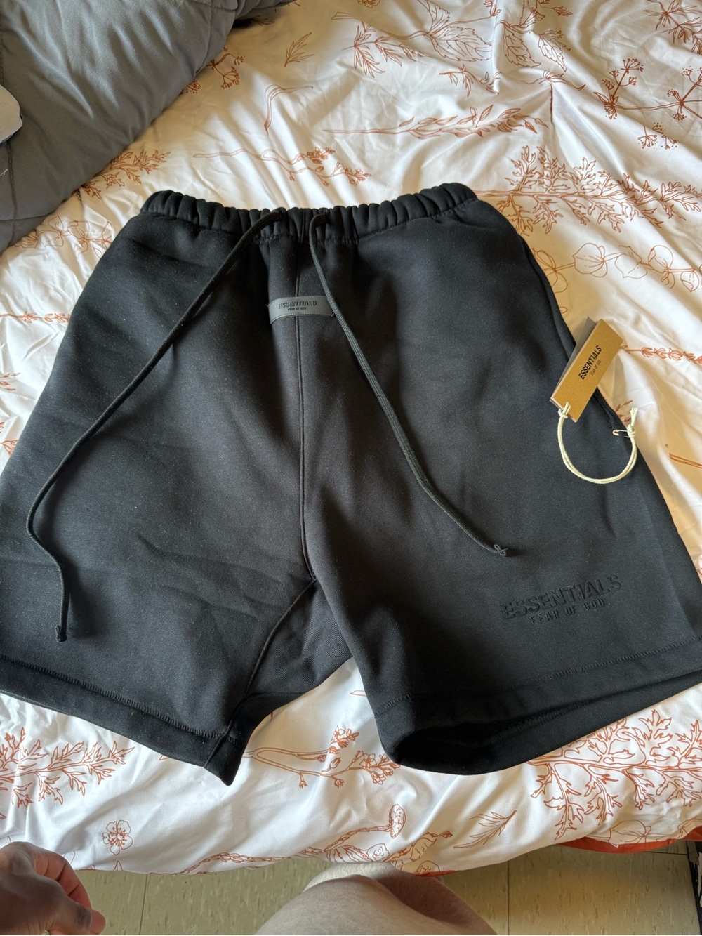 Fear of God Men’s Black Logo Drawstring Athletic Shorts